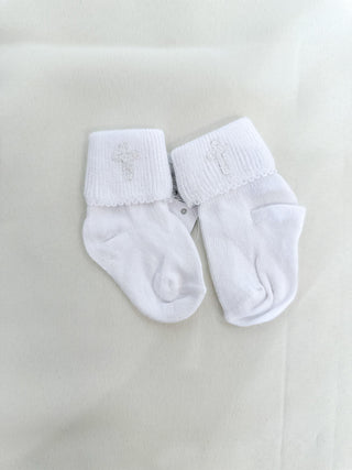 White Blessed Embroidered Socks- Magnolia Baby