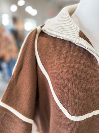The Mocha Cream Half-Zip Sweater