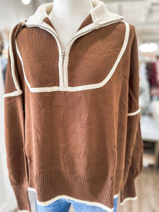 The Mocha Cream Half-Zip Sweater