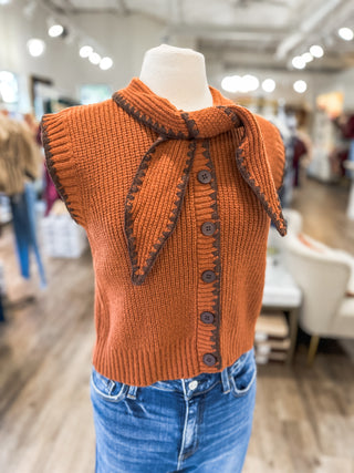 Toffee Margot Bow Knit Sleeveless Sweater Top