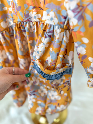 Mustard Fall Fashion Floral Dress