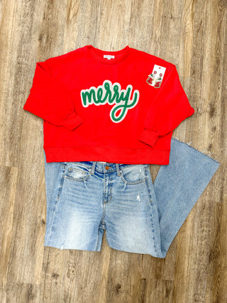 Red Millie Traditional Merry Shiny Chenille Sweatshirt