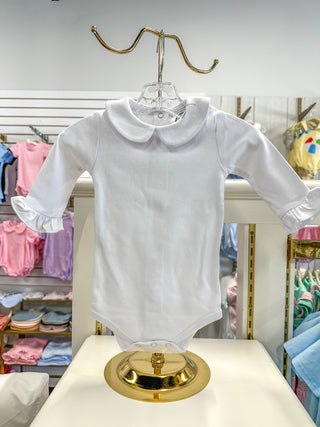 BB Girl's White Peter Pan Collar Bodysuit