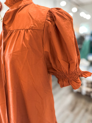 The Crisp Mornings Pumpkin Mini Dress