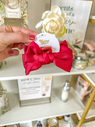 Red Mini Satin Bow Claw Clip