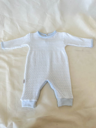 Paty Pal Blue w/ Blue Trim Pinstripe Romper