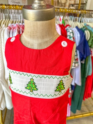 Christmas Baby Boys Romper: Adorable Green Christmas Tree Embroidery