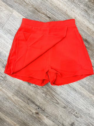 Red Asymmetrical Overlay Skort