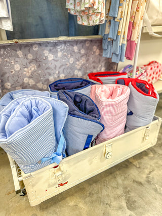 Baby Blue Gingham Nap Mat Roll
