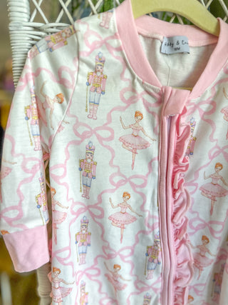Pink Nutcracker & Bow Ruffle Romper