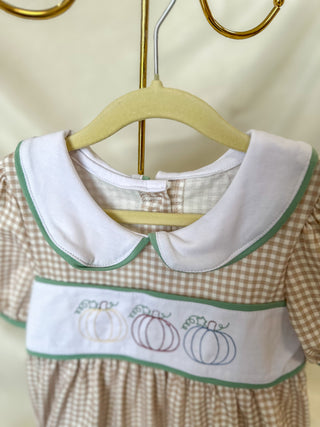 Plaid Pumpkin Patch Embroidered Dress