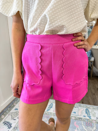 SET Cupcake Dear Flamingo Pink Scalloped Details Shorts/Top