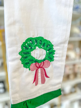 Sequin Wreath Tea Towel