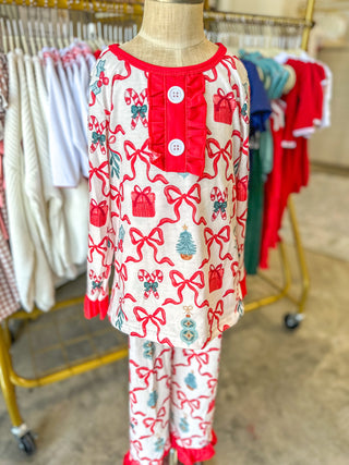 Girls Bamboo Christmas Bow Sleepwear
