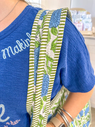 Charleston Blues Large Quilted Tote Bag