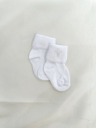 White Blessed Embroidered Socks- Magnolia Baby
