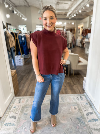 Burgundy Fall Forward Sleeveless Sweater
