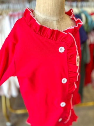 Christmas Red Girls Embroidered Pajamas