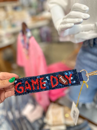 Red/Navy Game Day Sequin Key Chain