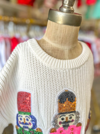Winter Christmas Girls Character Sequins Pullover Sweater