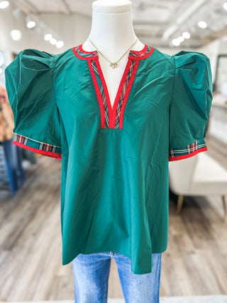 Green Festive Flair Top