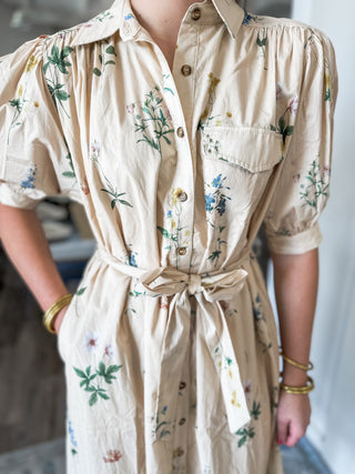 Ecru Garden Stroll MIDI Dress