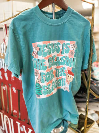 Jesus Is The Reason For The Season Christmas Women's Graphic Tee Seafoam