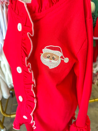 Christmas Red Girls Embroidered Pajamas