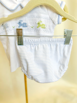 Light Blue Hoppity Hop Easter Classic Smocked Diaper Cover Set- Magnolia Baby