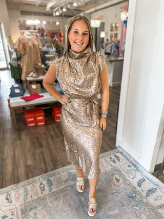 Savannah Nights Tie- Waist Midi Dress