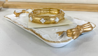 Neema Clover Stretch Bracelet Worn Gold Caroline Hill Jewelry