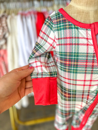 Christmas Plaid Baby Romper W/ Long Sleeves