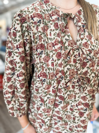 Rosewood Meadow Corduroy Bow Detail Top