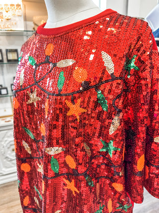 Christmas is Calling Sequin Lights Dress