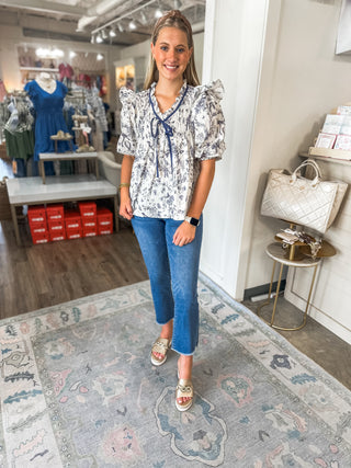 Alison DARK Wash Mid Rise Super Soft Crop Flare - VERVET