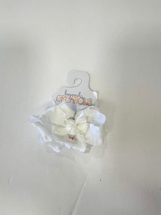 White Double Ruffle Bow