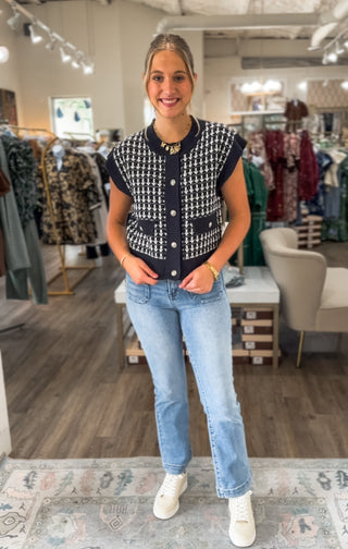 Navy Tweed & Tinsel Sweater Vest