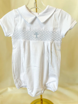 Blue Blessed Smocked Bubble- Magnolia Baby