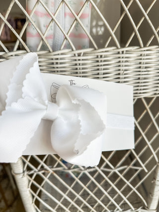 White Classic Scalloped Headband Bow