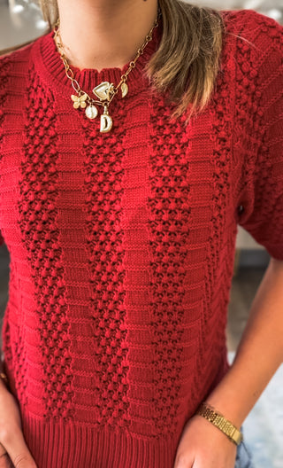 Red Cozy Core Sweater Top