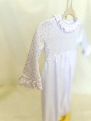 Pink Mini Dots Ruffle Gown- Magnolia Baby