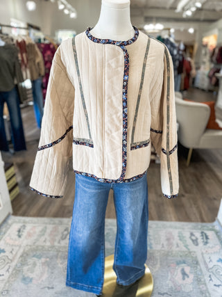 Neutral Blooms Quilted Jacket