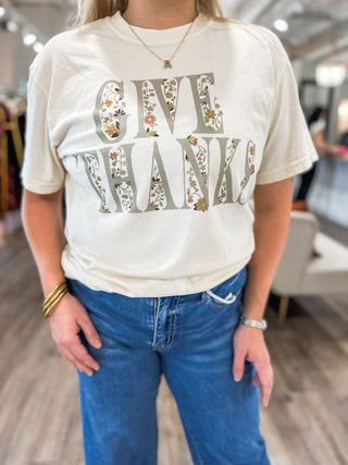 Floral Give Thanks Graphic Tee
