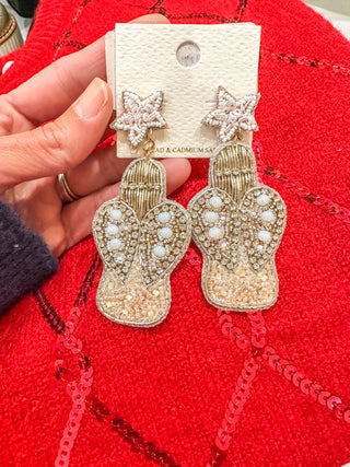 Angel at the Top of the Tree Christmas Dangling Earrings