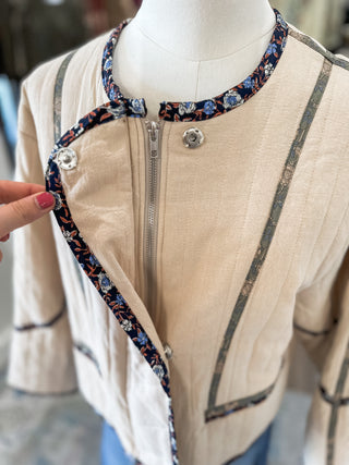 Neutral Blooms Quilted Jacket