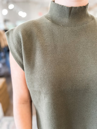 Olive Fall Forward Sleeveless Sweater