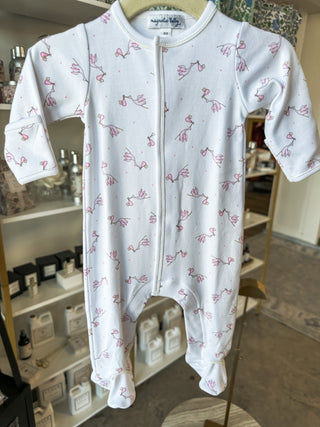 Pink Worth the Wait Stork Footie- Magnolia Baby