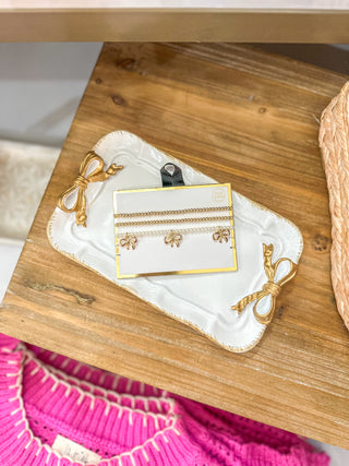 Bow Belle Gold & Pearl Bracelet Set