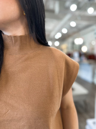 Camel Fall Forward Sleeveless Sweater