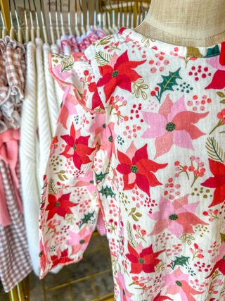 Poinsettia Gauze Romper